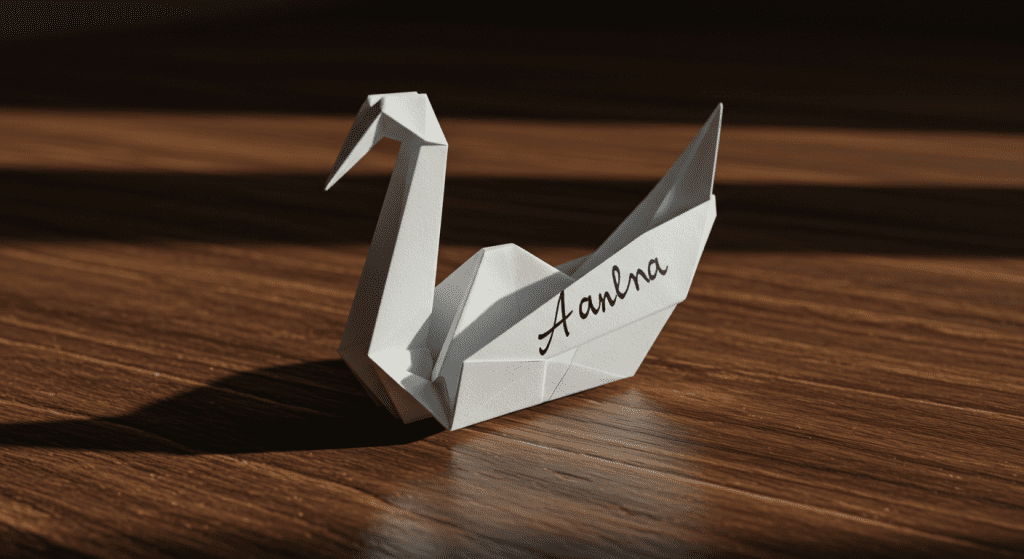 figura de origami como marcasitio para boda