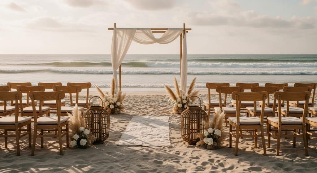 Boda en la playa beige