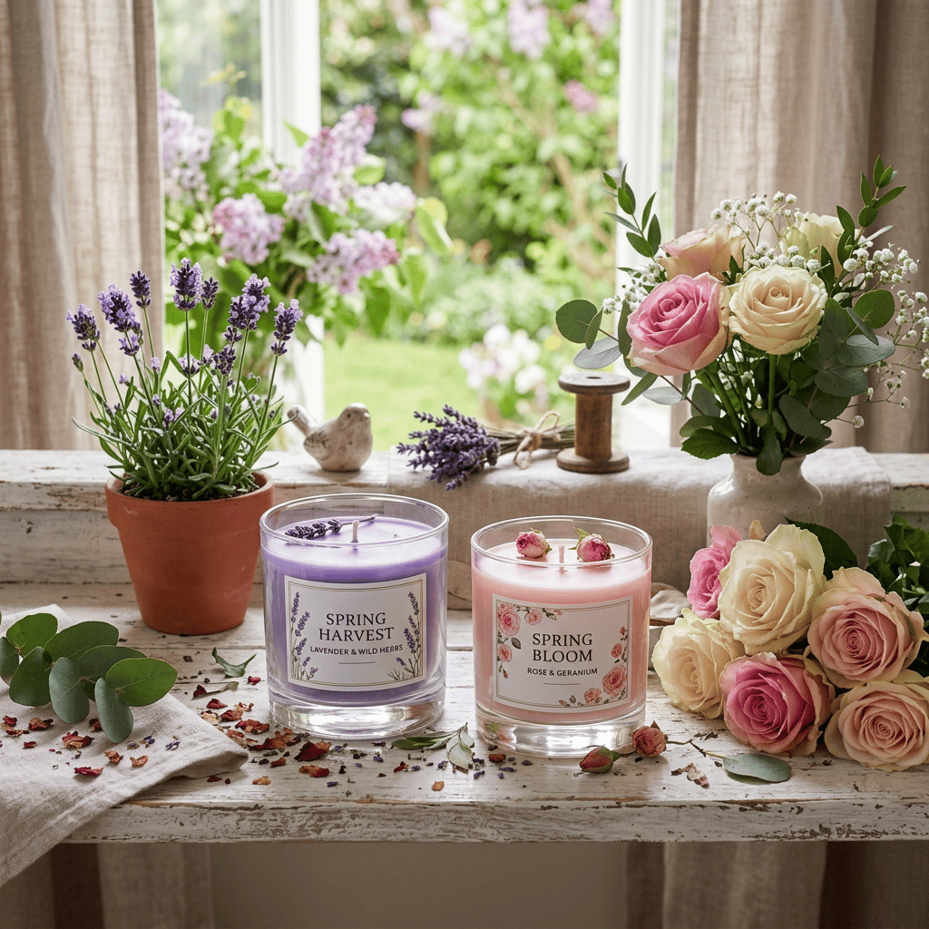 combinacion de aromas para velas de primavera lavanda y rosa