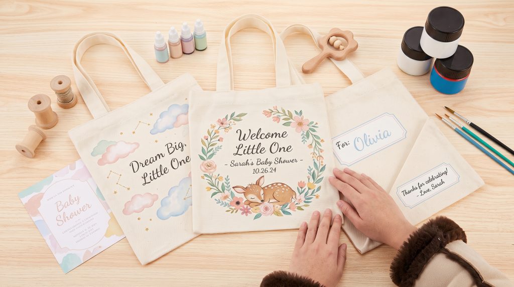 bolsas de tela reutilizables personalizadas baby shower